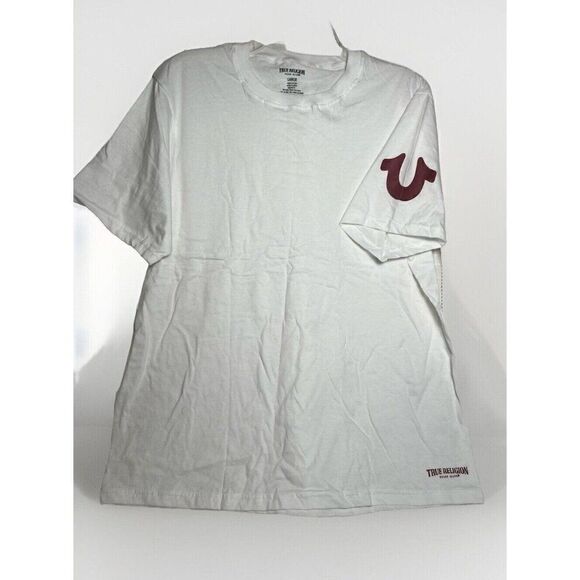 TRUE RELIGION Logo Men's LG White Crew Neck Tee 100% Cotton T-Shirt.    C - Picture 1 of 4